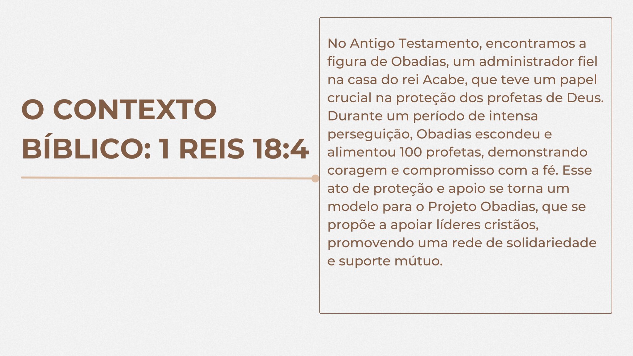 O Projeto Obadias, idealizado pelo apóstolo Jefferson Netto, surge como uma resposta às necessidades emergentes dos líderes cristãos contemporâneos. Inspirado em 1 Reis 184, onde Obadias protegeu